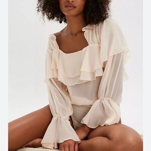 NWT Free People Give Me Drama Bodysuit in Powderpuff size reg $98
